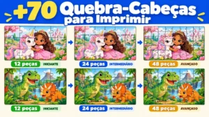 Quebra cabeça para imprimir PDF: +70 Peças para recortar e montar